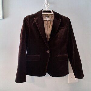 J Crew Blazer jacket womens 6 vintage brown brushed velvet cotton